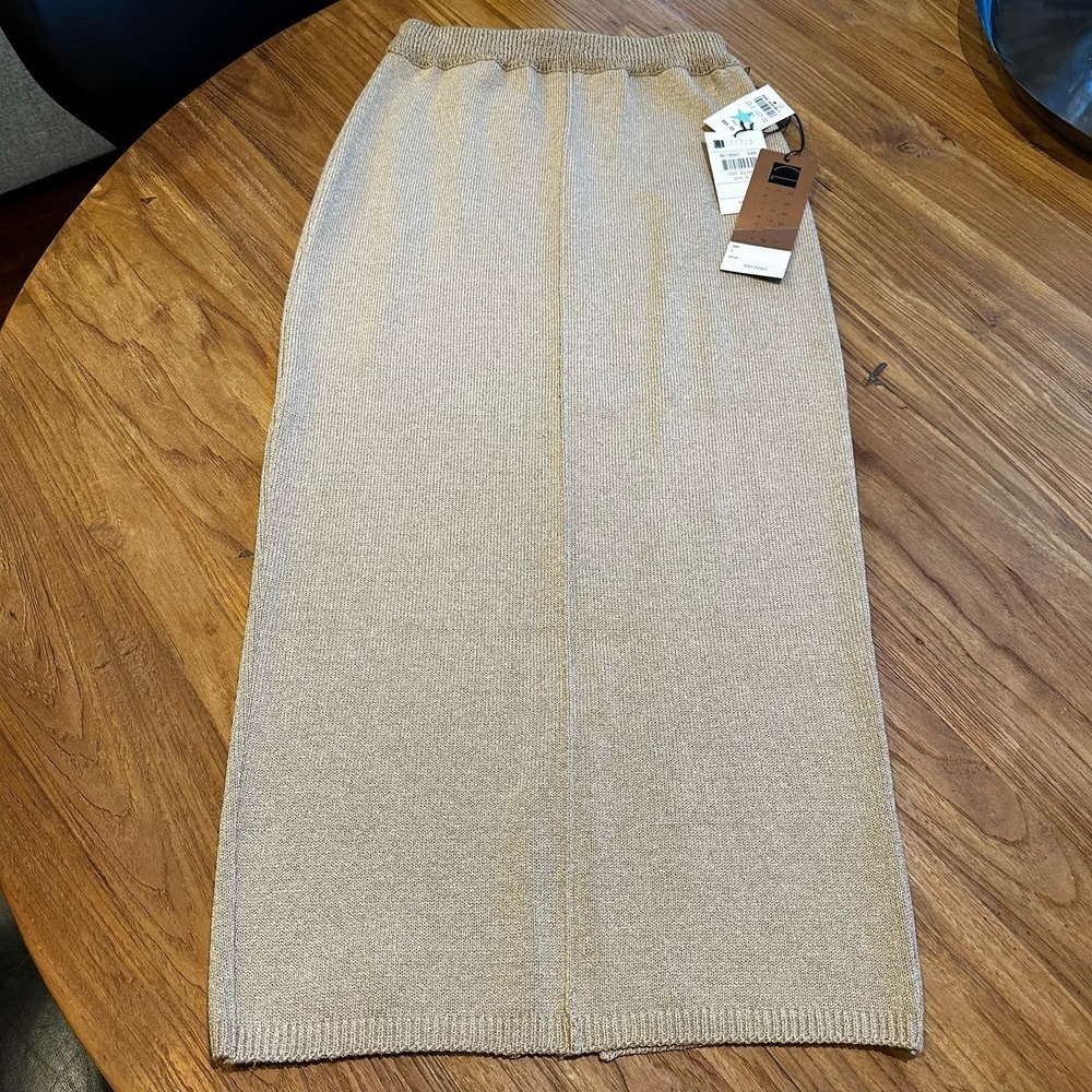 Vintage American Carole Little Deadstock NWT Women’s Tan Knit Maxi Skirt